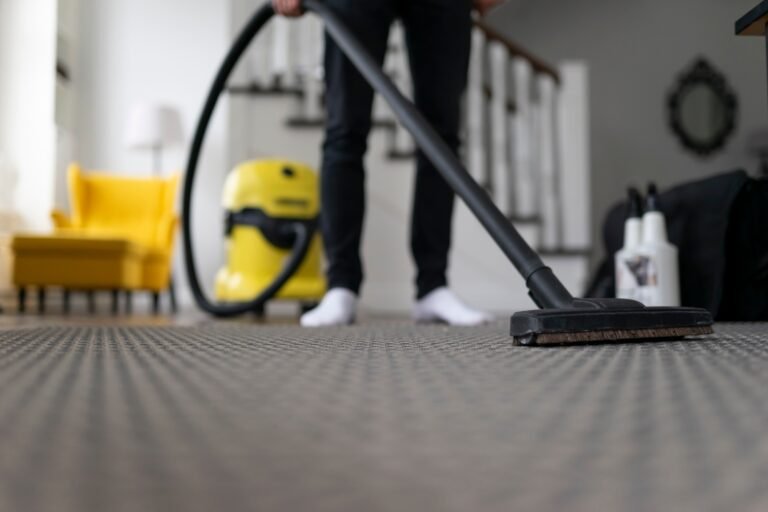 Commercial carpet being vacuumed in a Tampa Bay office